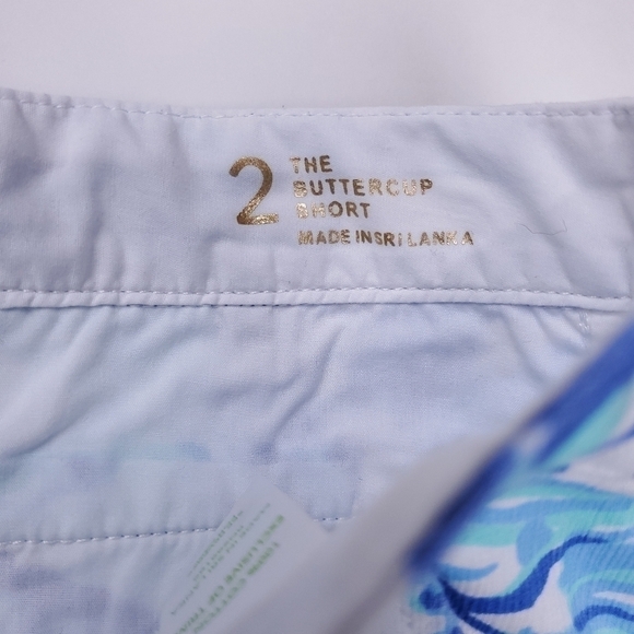 Lilly Pulitzer The Buttercup Blue White Scallop Floral Cotton Shorts Siz… - Picture 16 of 16